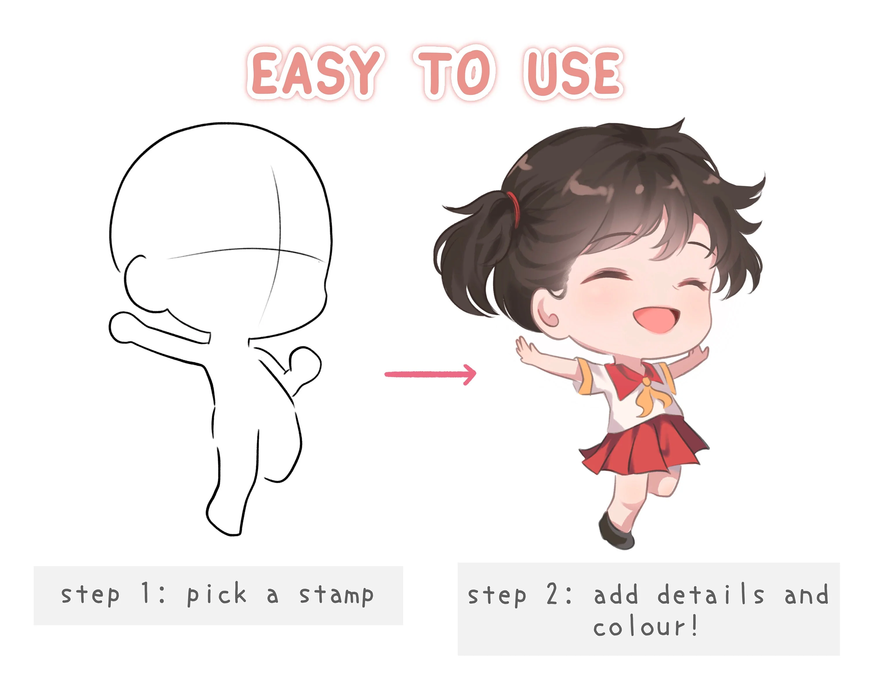 Anime Chibi Full Body Stamp Brush Set - Image 4