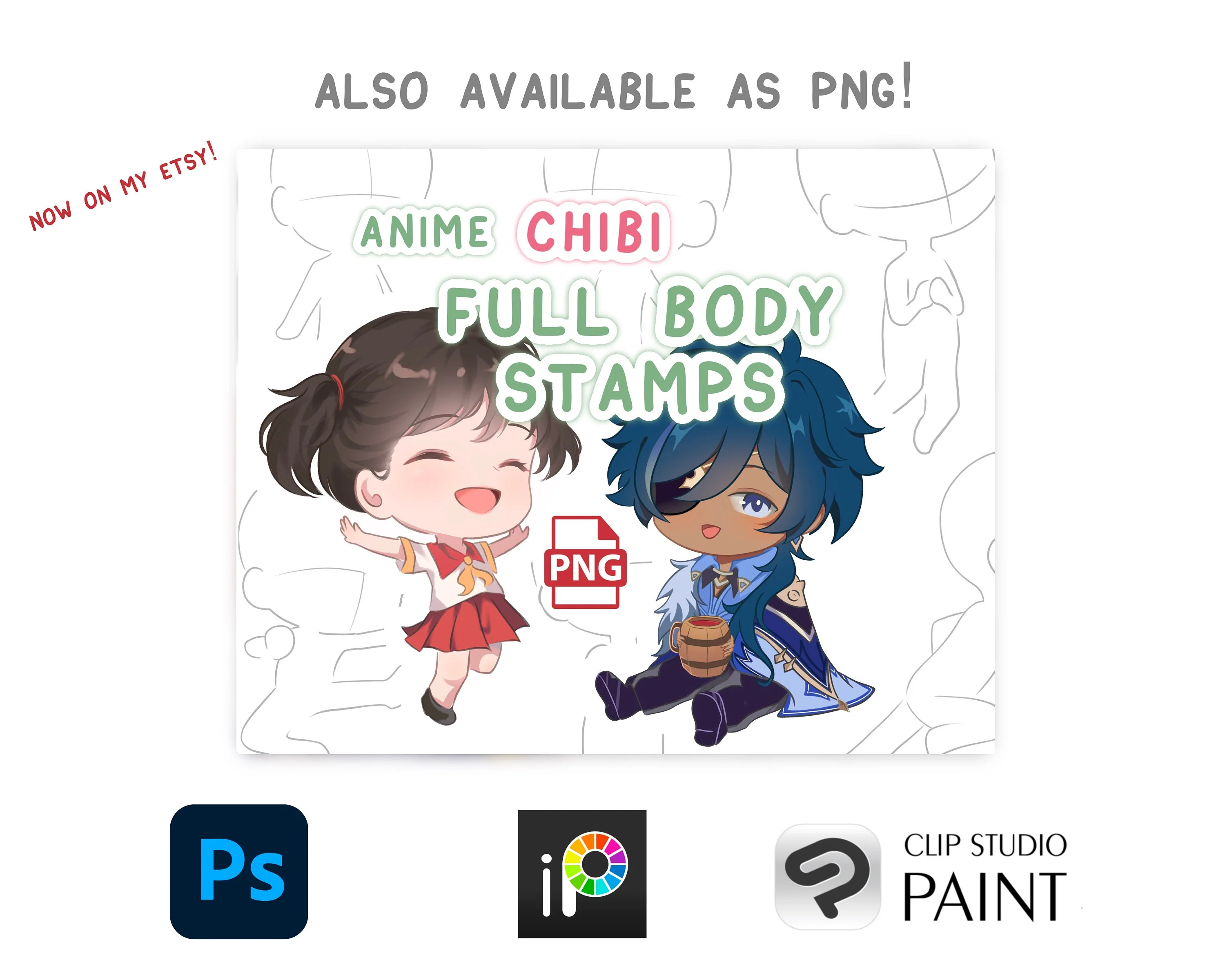 Anime Chibi Full Body Stamp Brush Set - Image 5