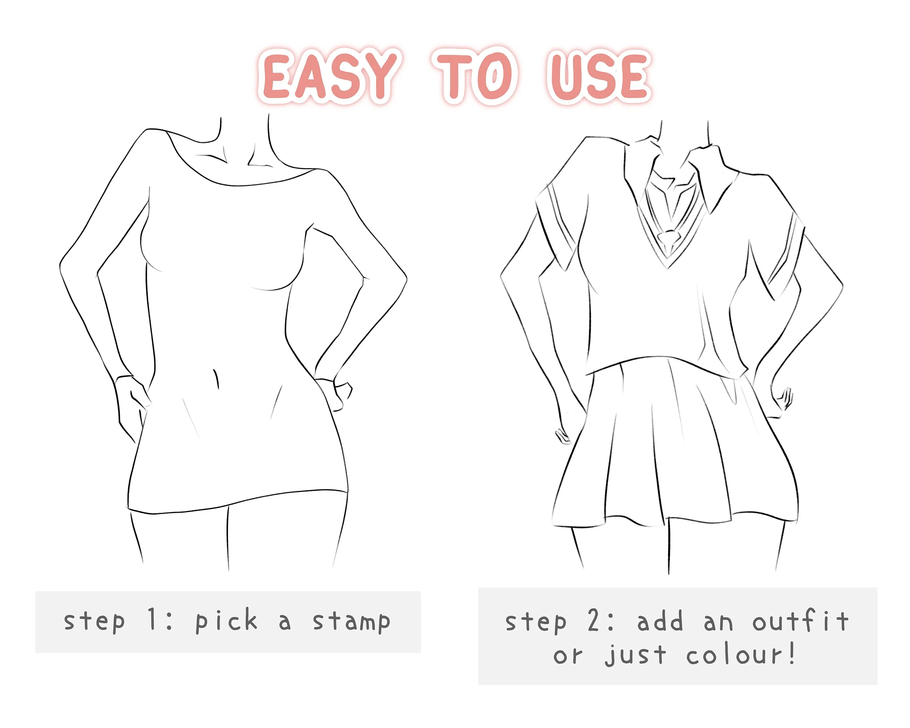 Anime Style Girl Body Pose Stamp Brush Set - Image 4