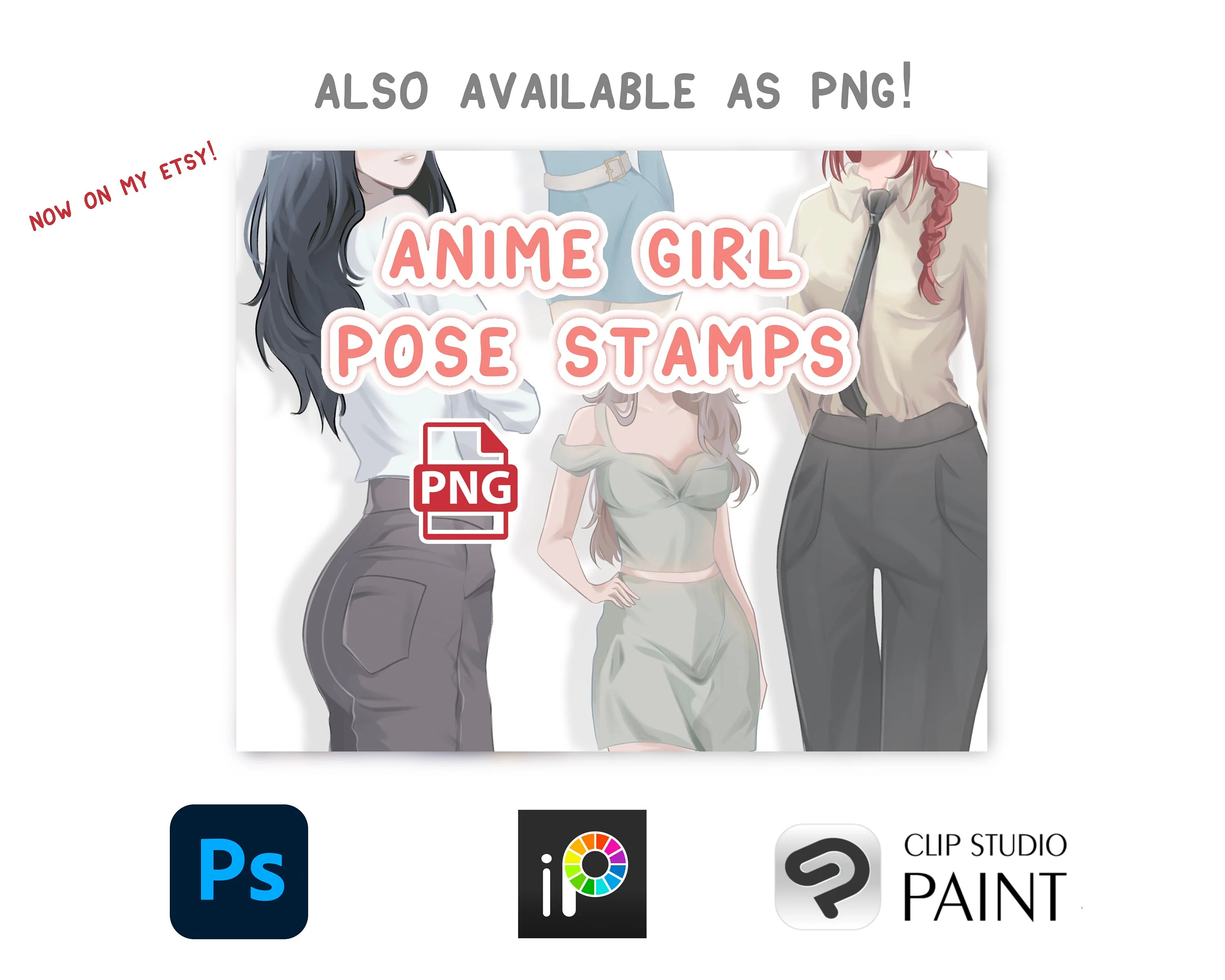 Anime Style Girl Body Pose Stamp Brush Set - Image 5
