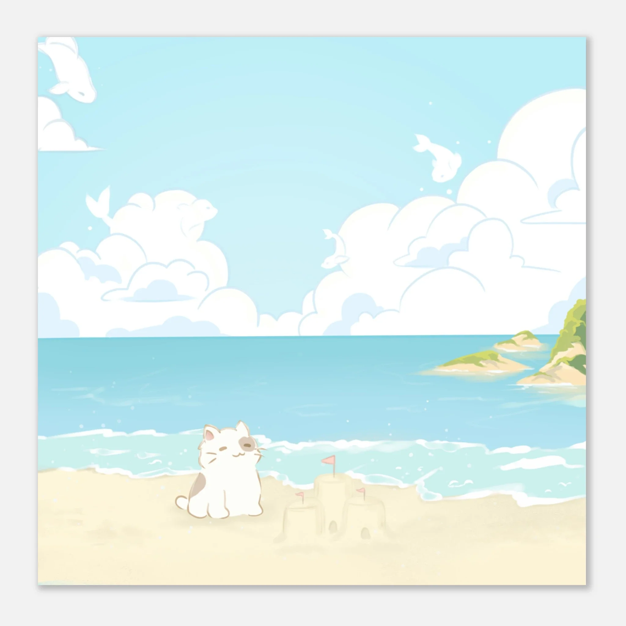 Beachside Cat Poster