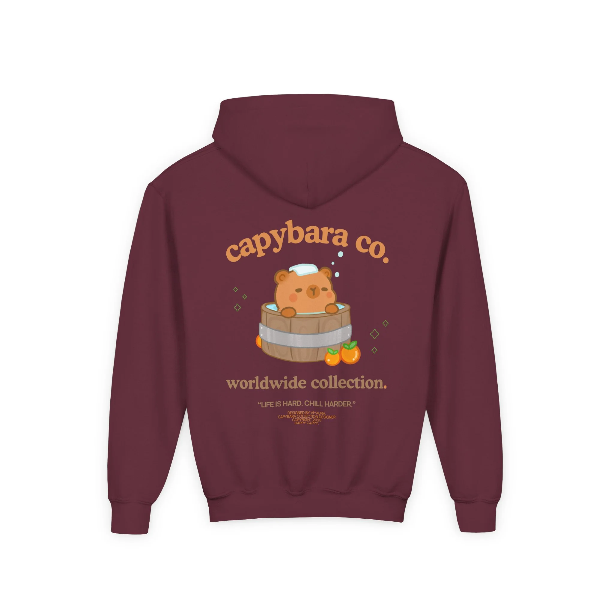 Capybara Bath: Youth Heavy Blend Hooded Sweatshirt - Image 35