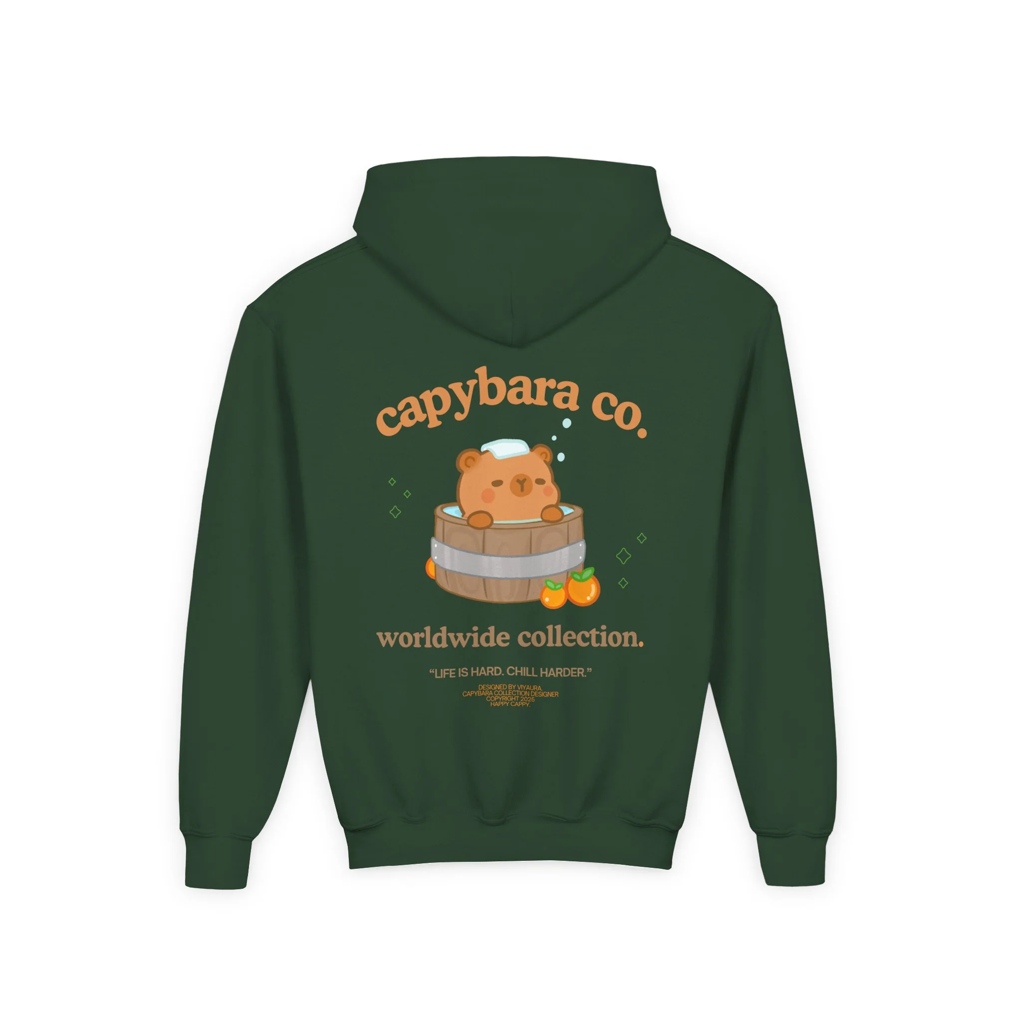 Capybara Bath: Youth Heavy Blend Hooded Sweatshirt - Image 38