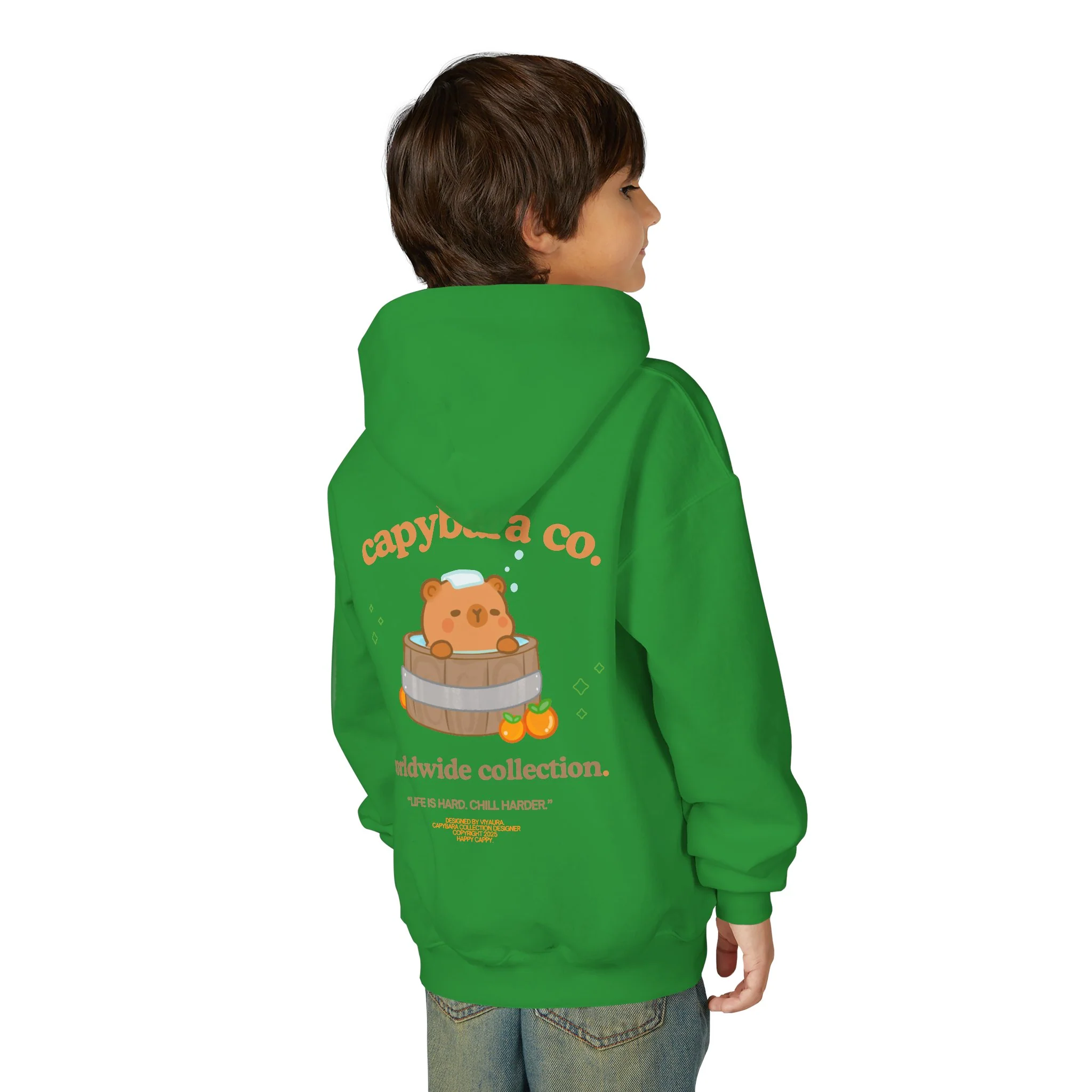 Capybara Bath: Youth Heavy Blend Hooded Sweatshirt - Image 43