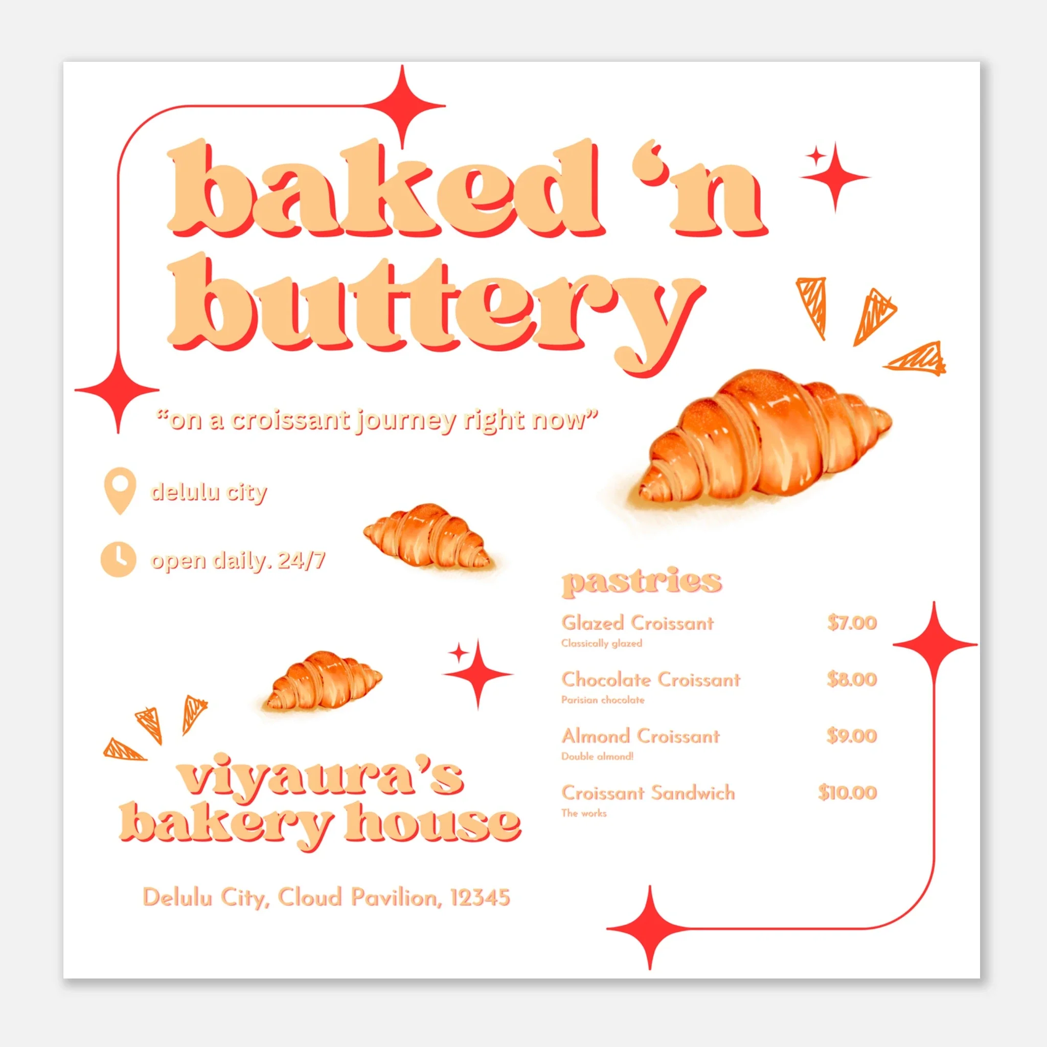 Croissant Bakery Menu Poster - Image 3