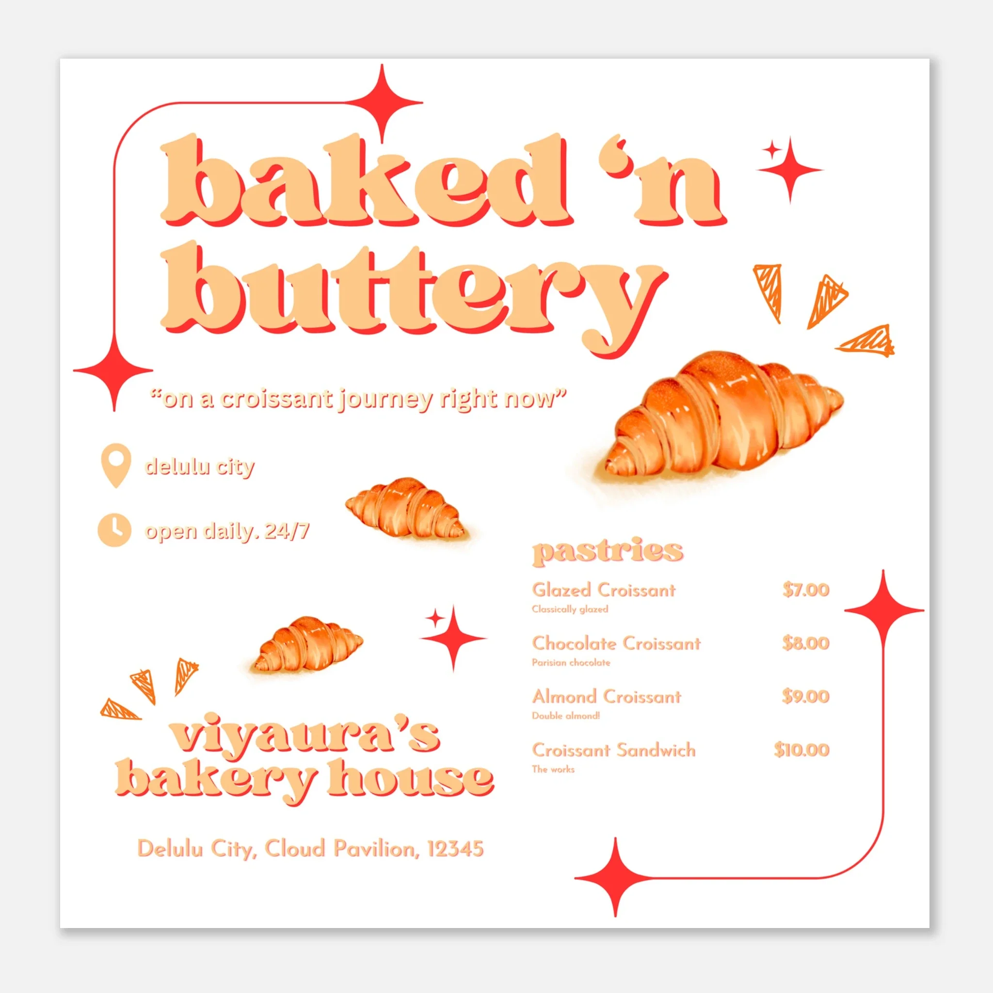Croissant Bakery Menu Poster - Image 4