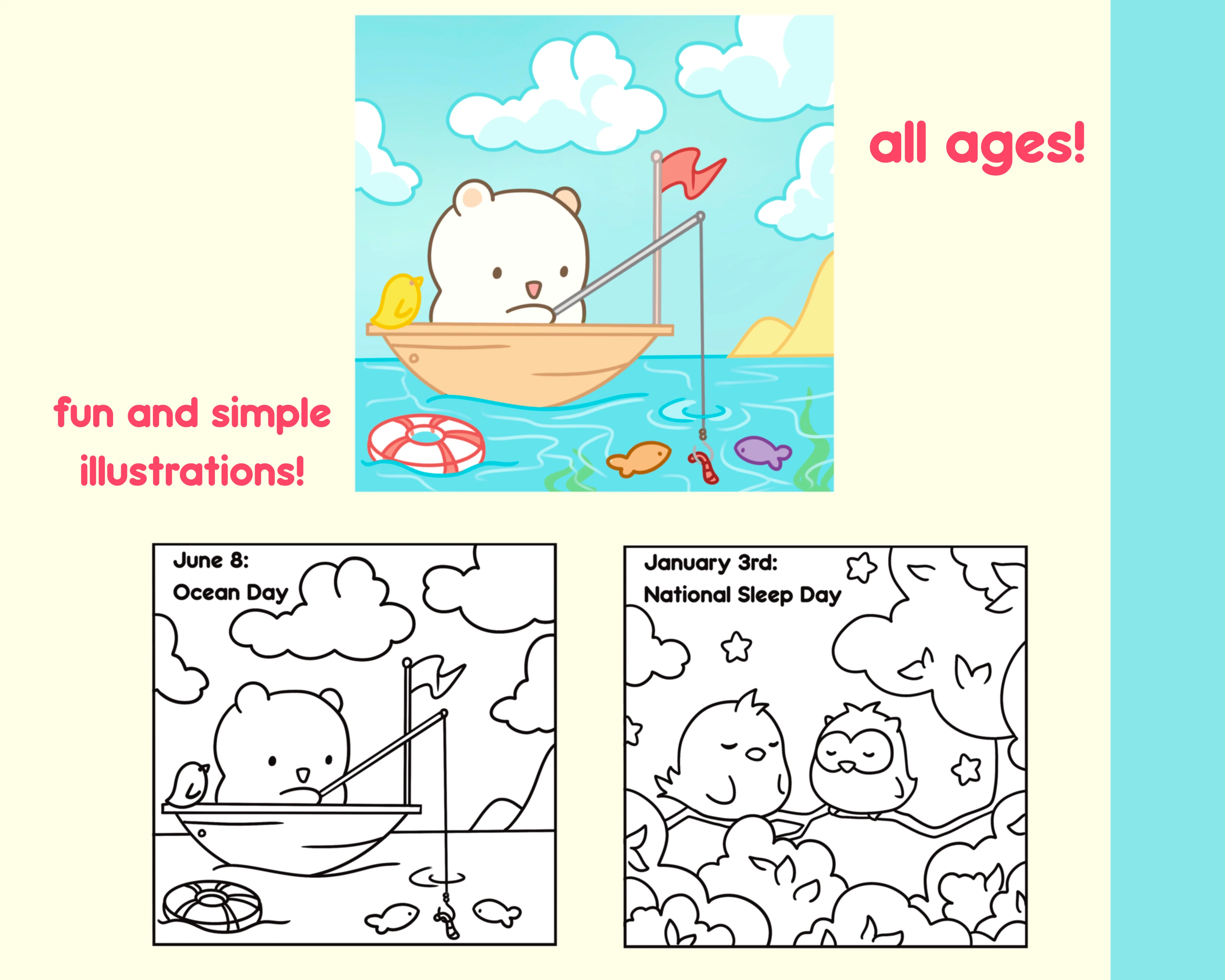 Cute Holidays: Cozy Coloring Book (PNG and PDF) - Image 3