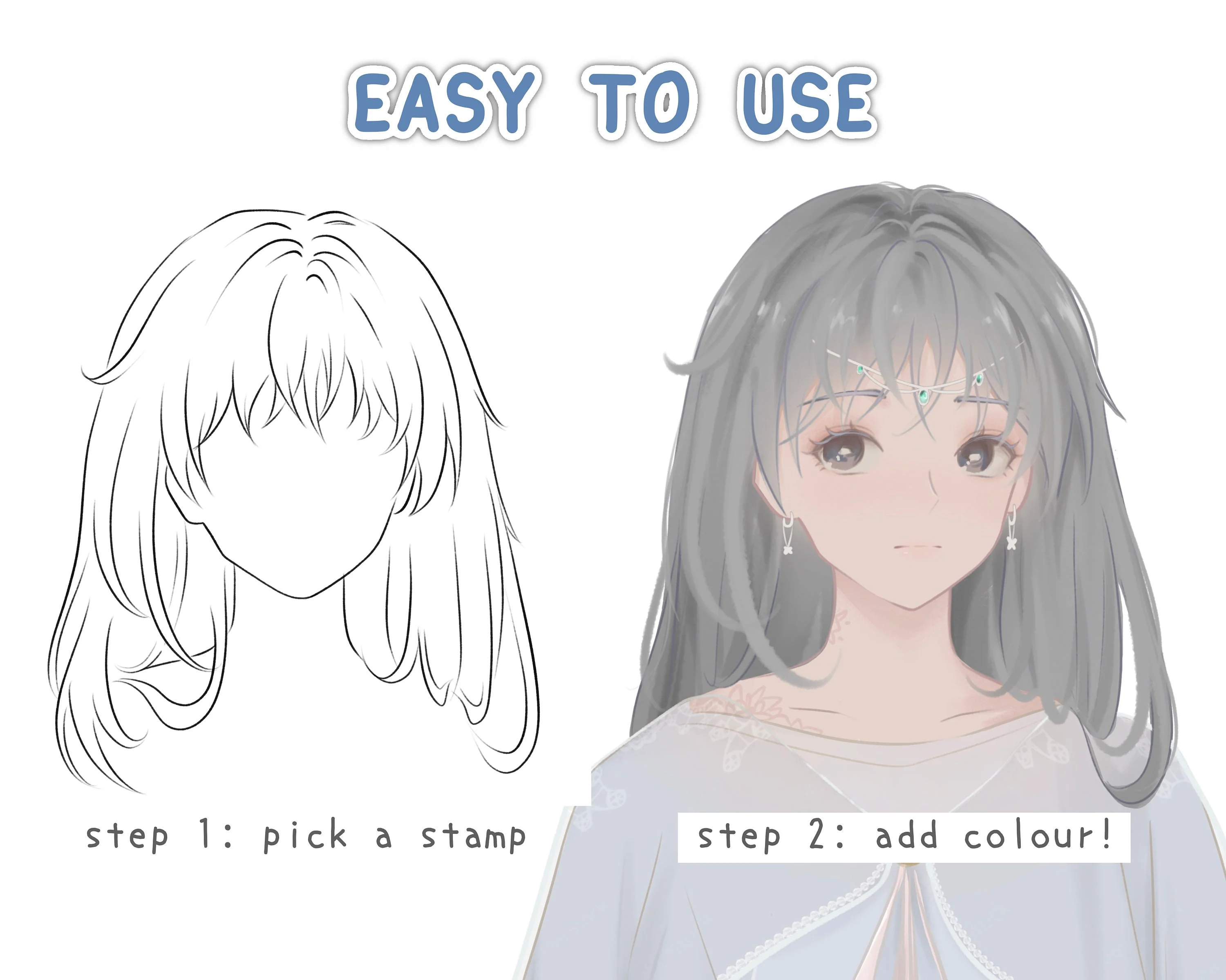 Soft Anime Style Hair Stamp Set - Image 4