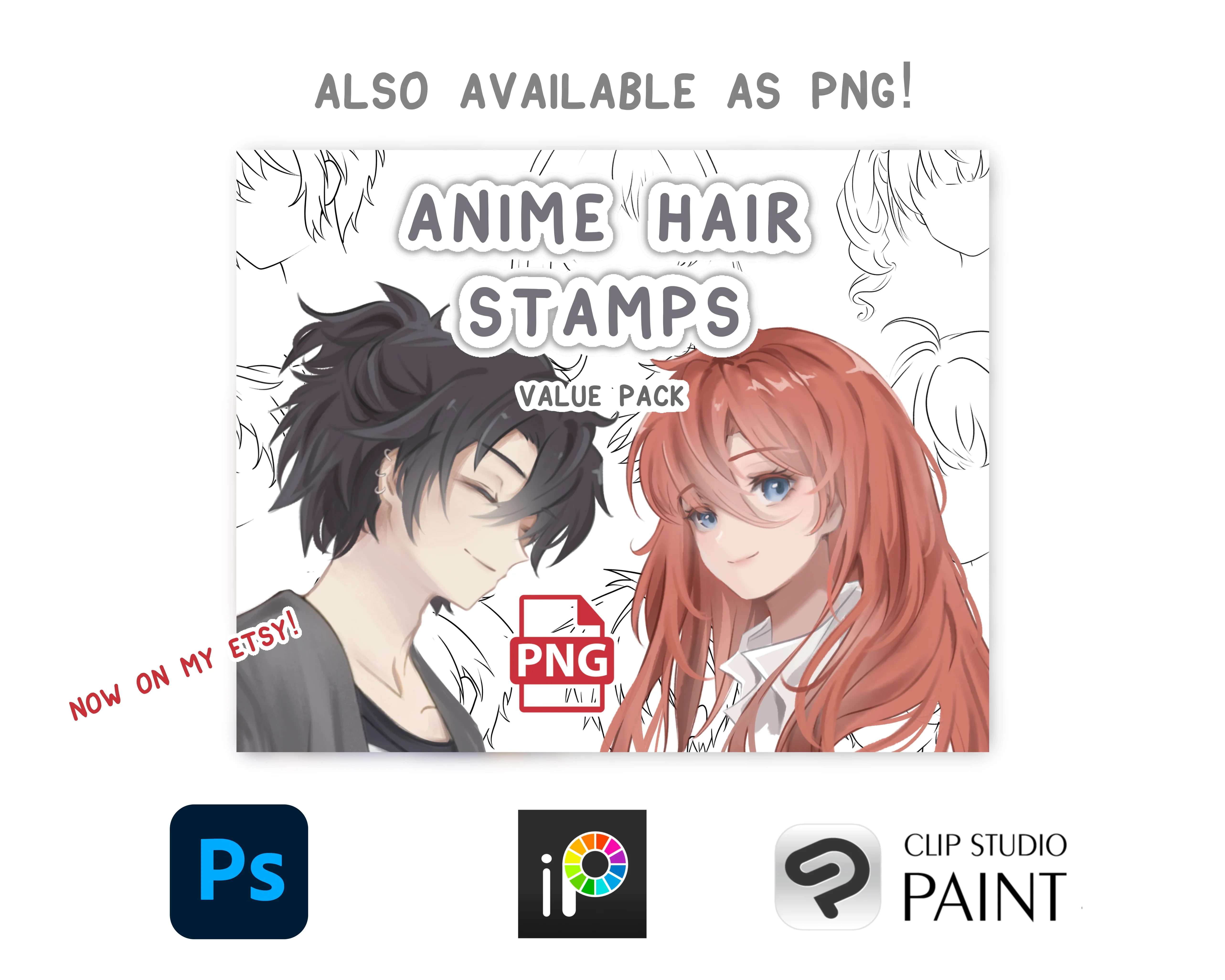 Soft Anime Style Hair Stamp Set - Image 6