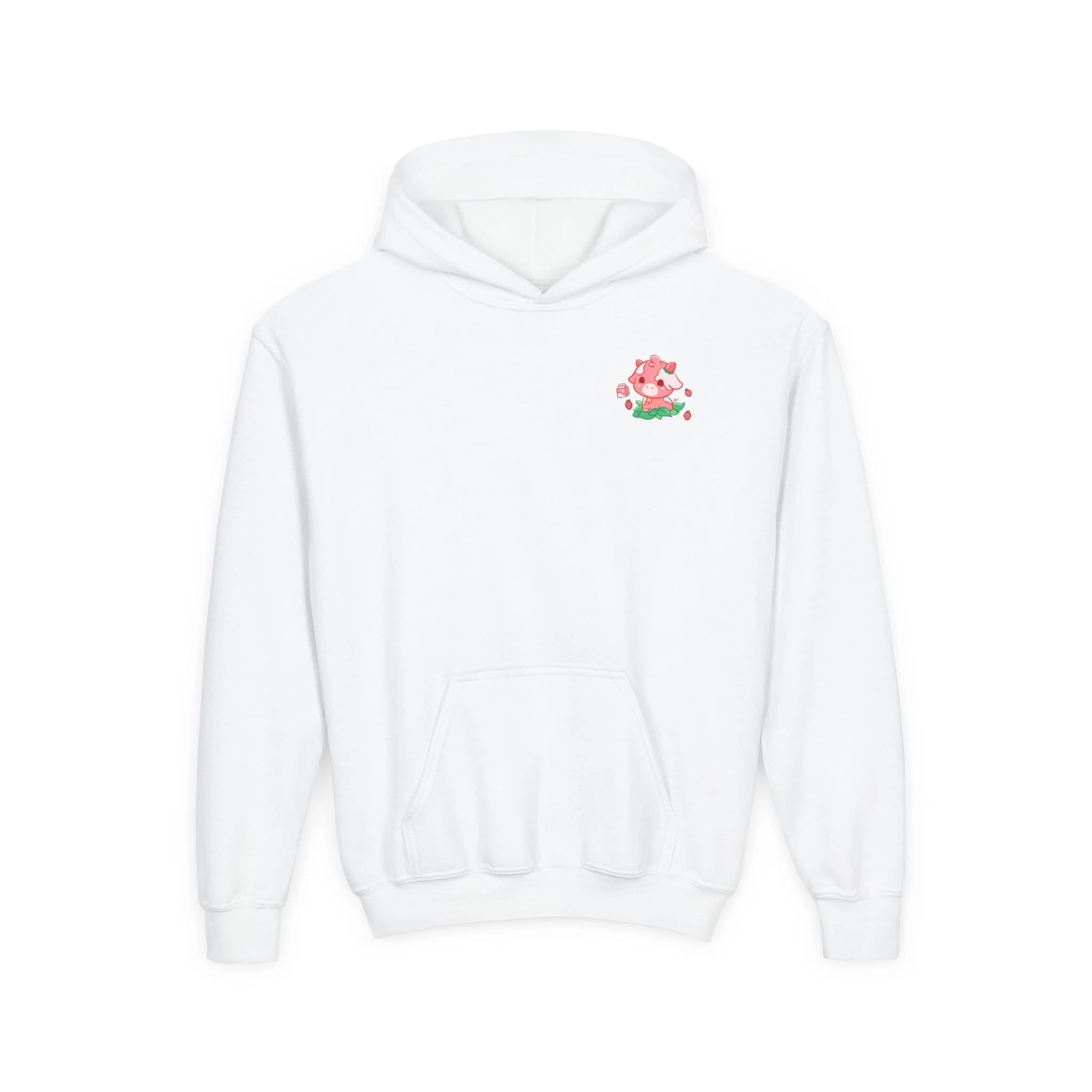 Strawberry Cow: Youth Heavy Blend Hooded Sweatshirt - Image 2