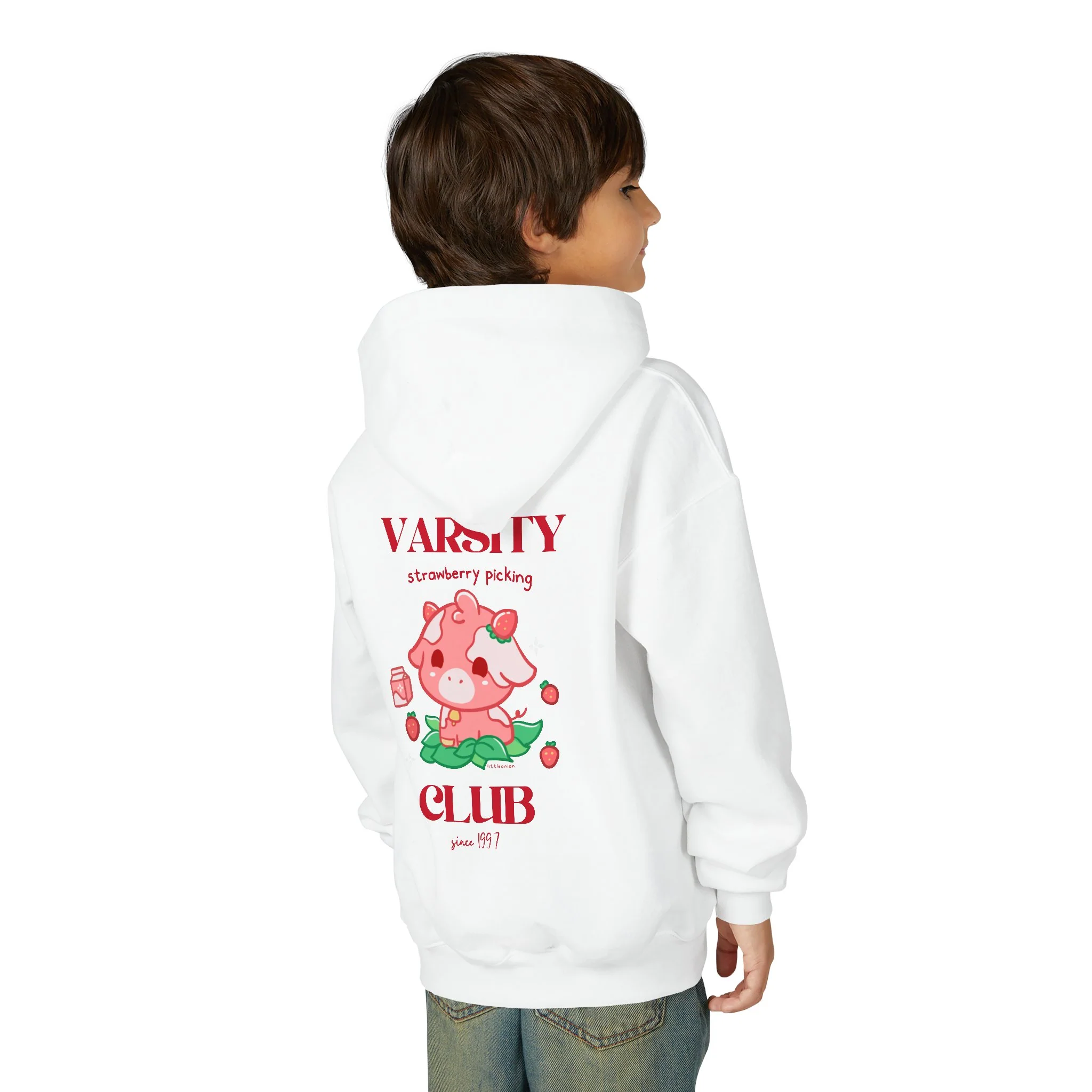 Strawberry Cow: Youth Heavy Blend Hooded Sweatshirt - Image 22
