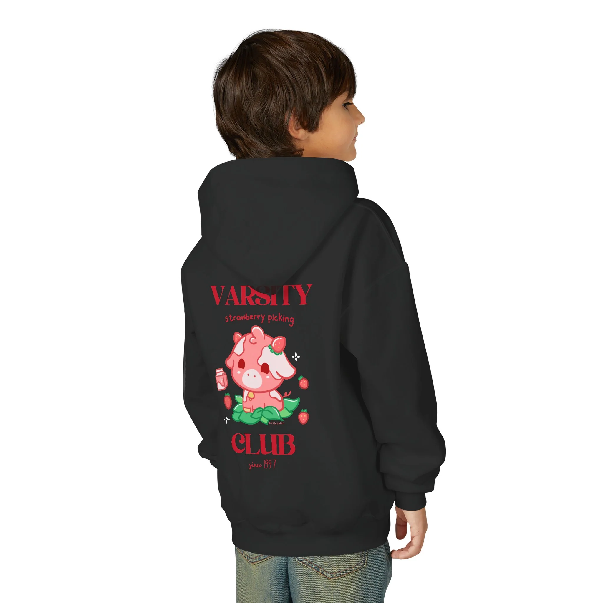 Strawberry Cow: Youth Heavy Blend Hooded Sweatshirt - Image 25