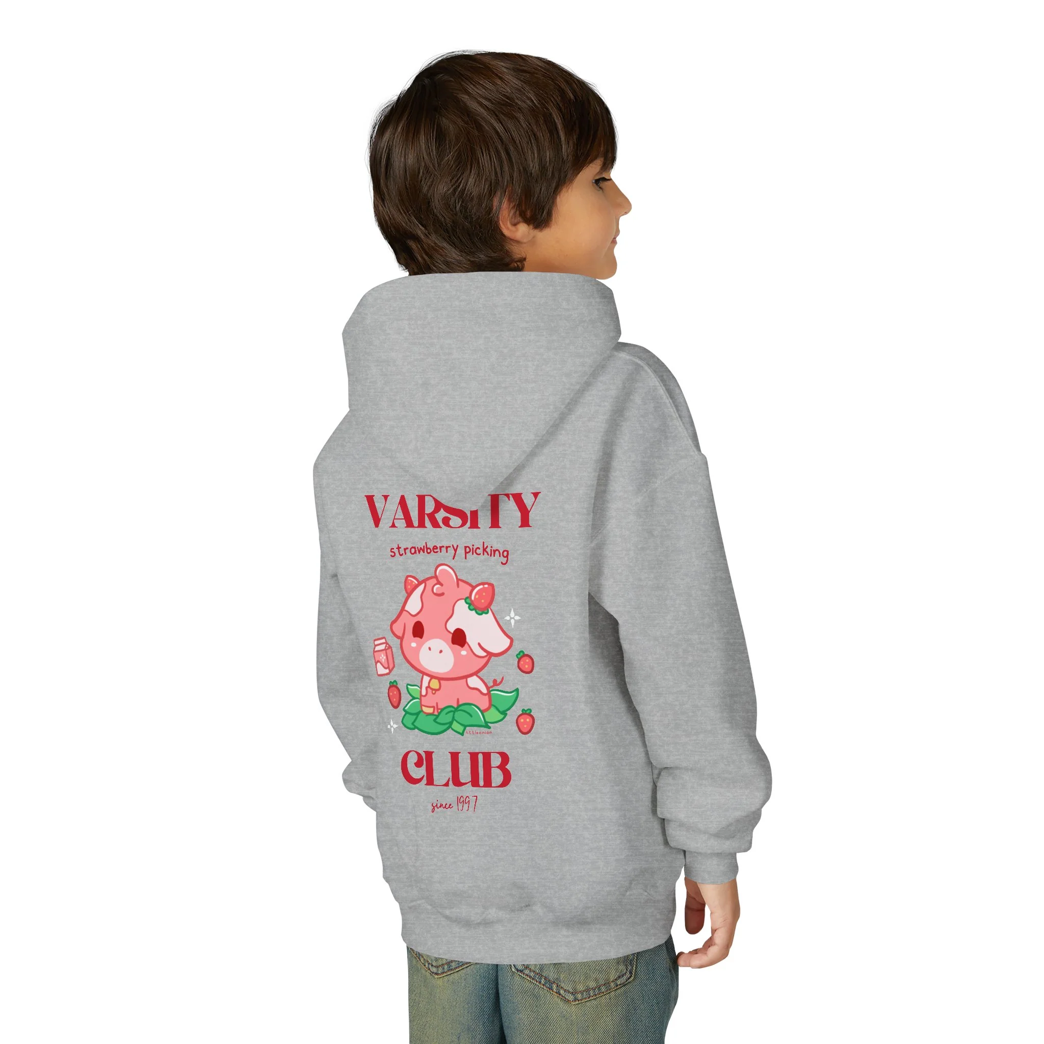 Strawberry Cow: Youth Heavy Blend Hooded Sweatshirt - Image 28