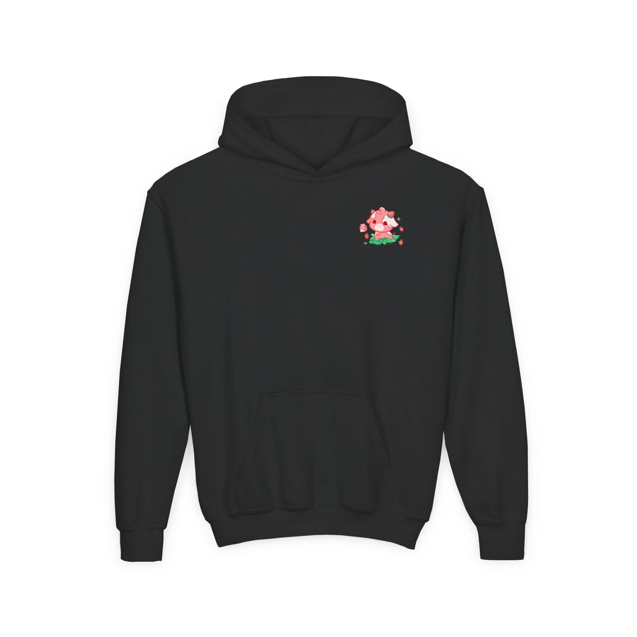 Strawberry Cow: Youth Heavy Blend Hooded Sweatshirt - Image 3