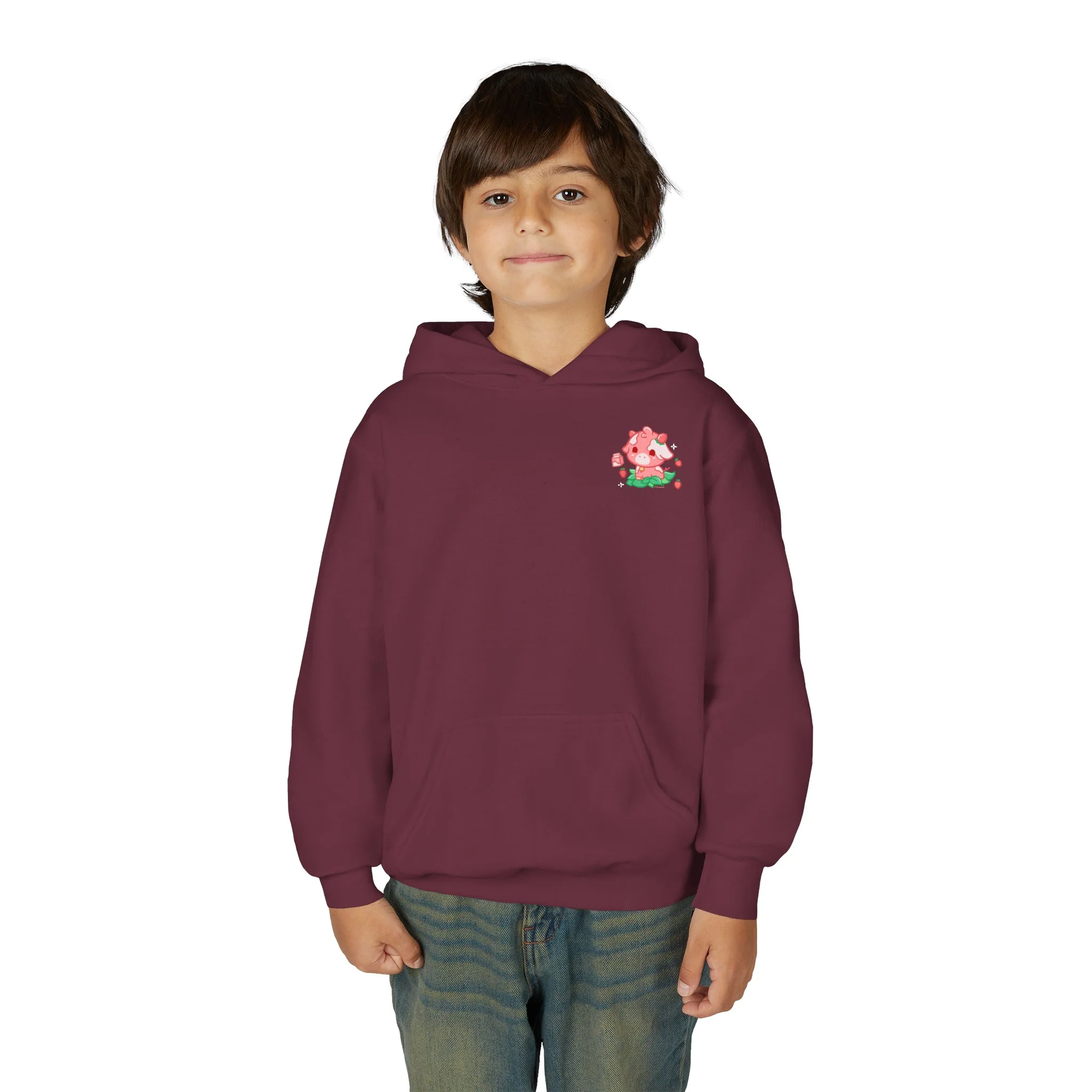 Strawberry Cow: Youth Heavy Blend Hooded Sweatshirt - Image 36