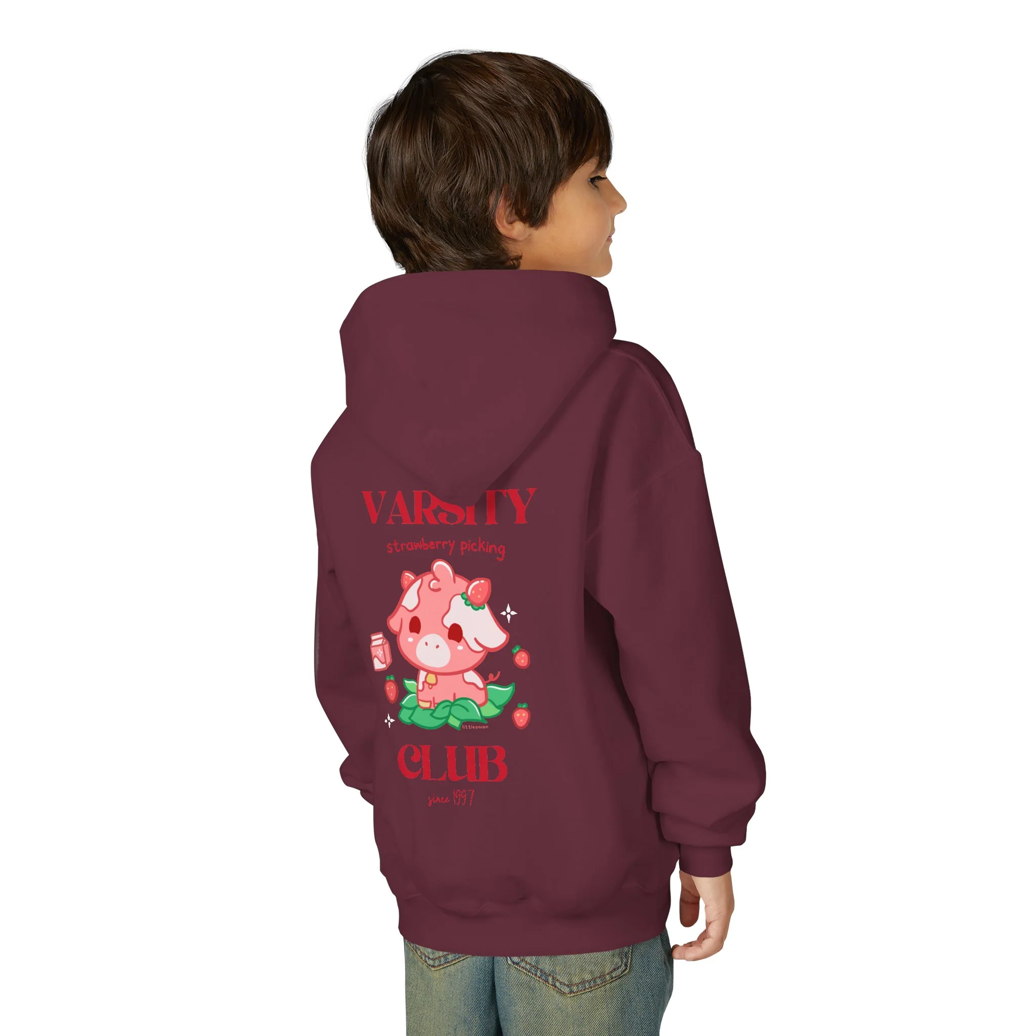 Strawberry Cow: Youth Heavy Blend Hooded Sweatshirt - Image 37
