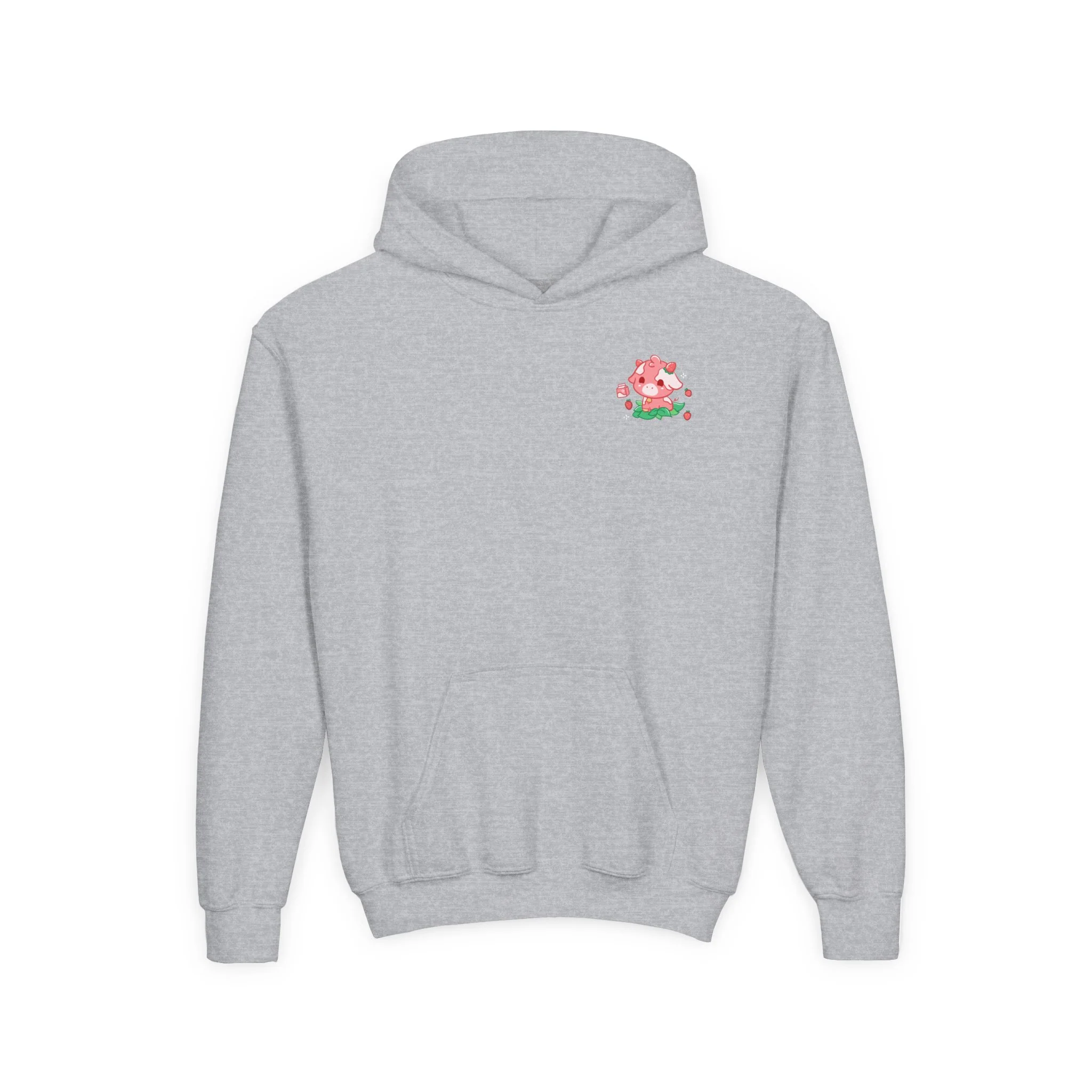 Strawberry Cow: Youth Heavy Blend Hooded Sweatshirt - Image 4