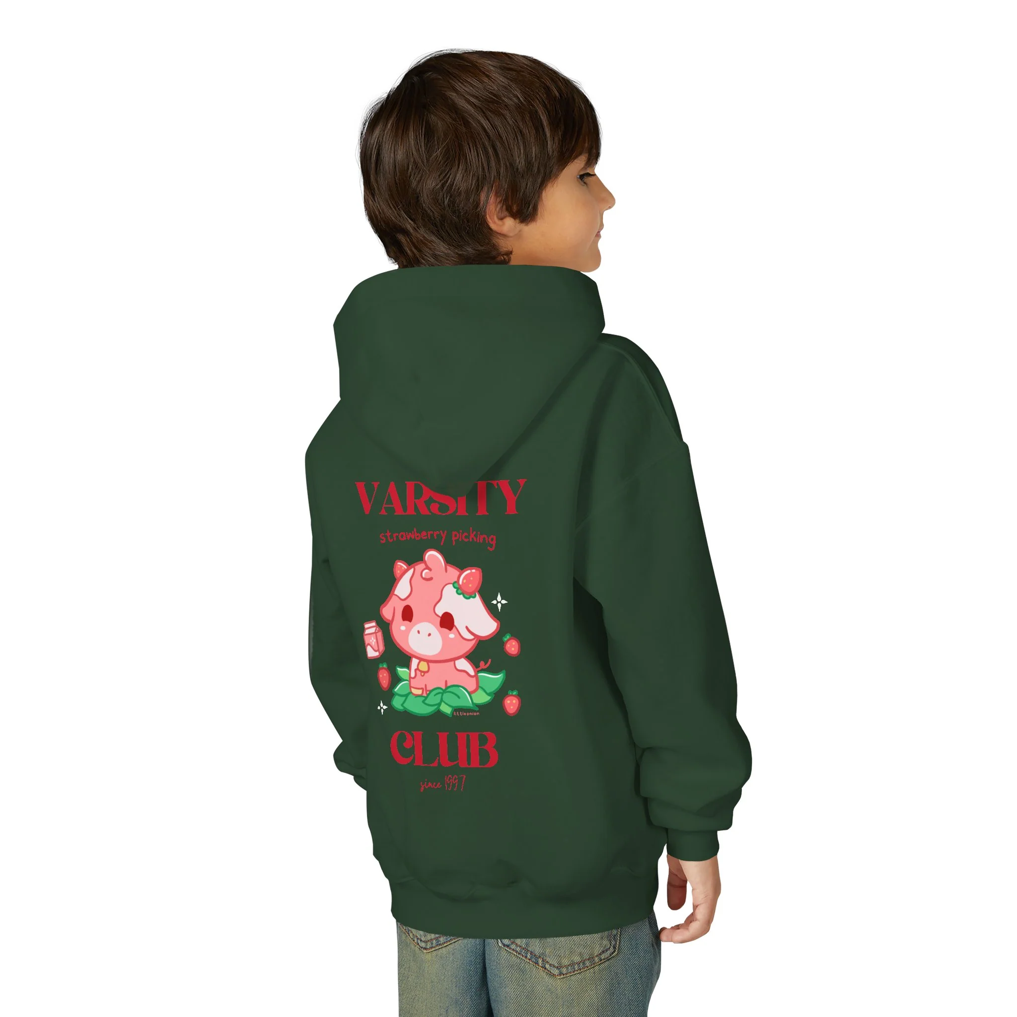 Strawberry Cow: Youth Heavy Blend Hooded Sweatshirt - Image 40