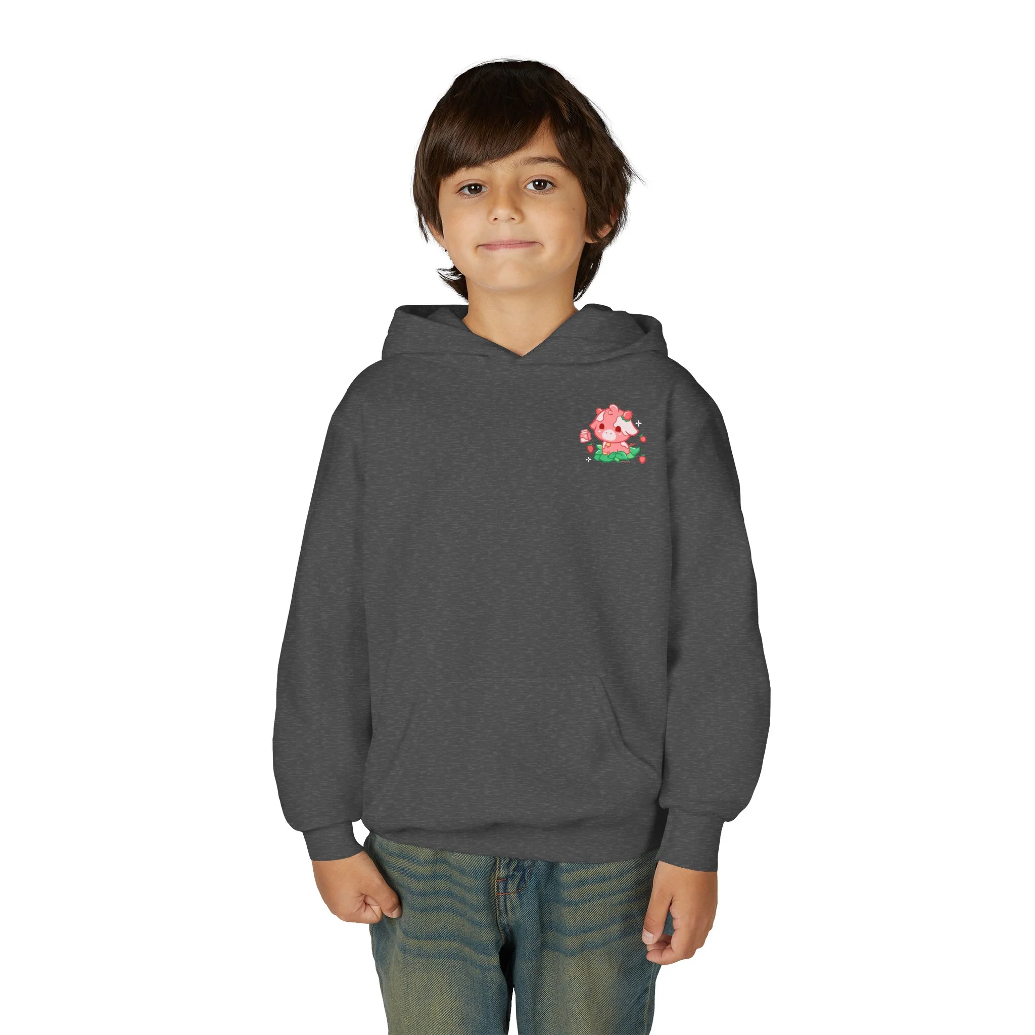 Strawberry Cow: Youth Heavy Blend Hooded Sweatshirt - Image 45