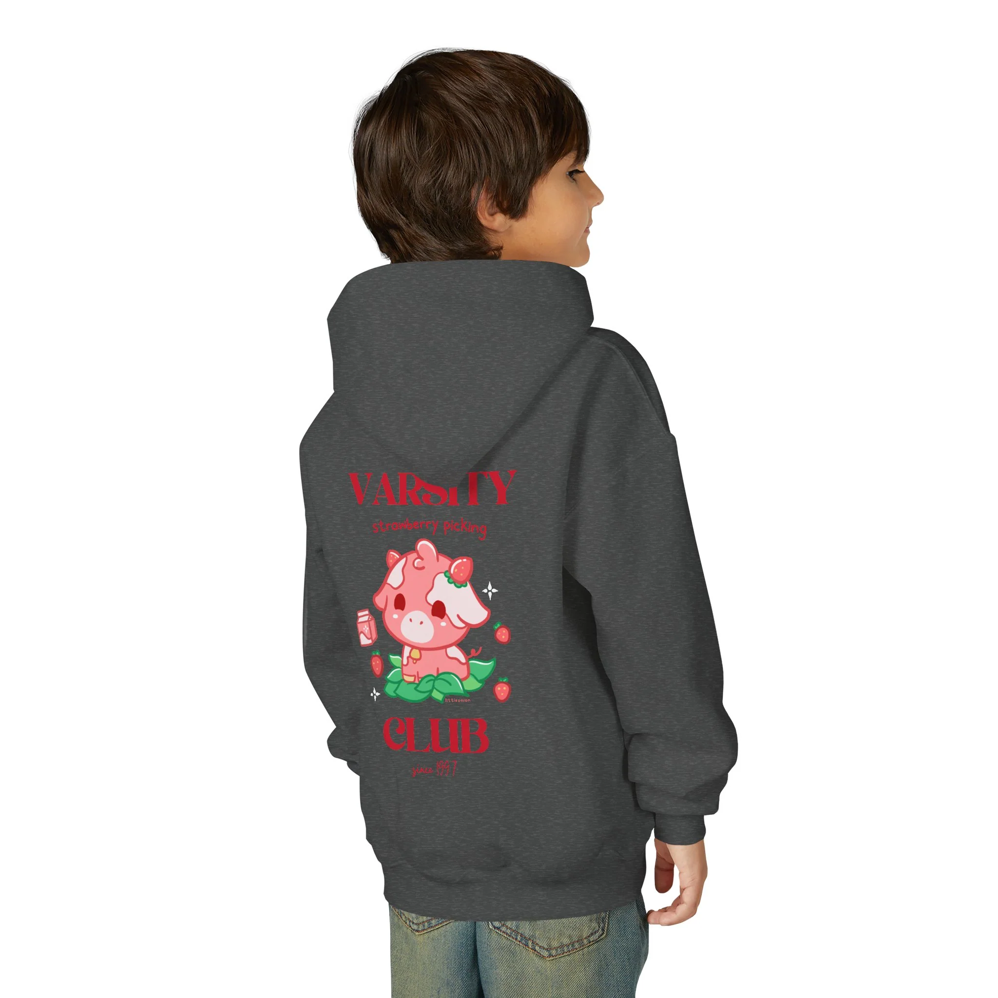 Strawberry Cow: Youth Heavy Blend Hooded Sweatshirt - Image 46