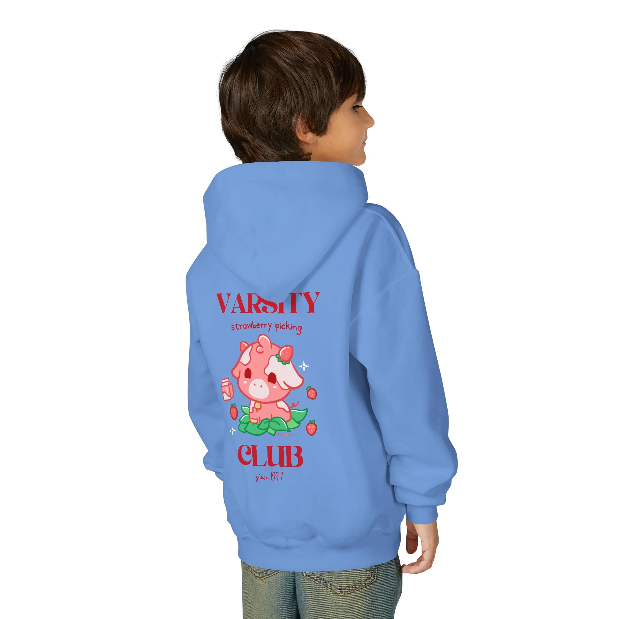 Strawberry Cow: Youth Heavy Blend Hooded Sweatshirt - Image 49