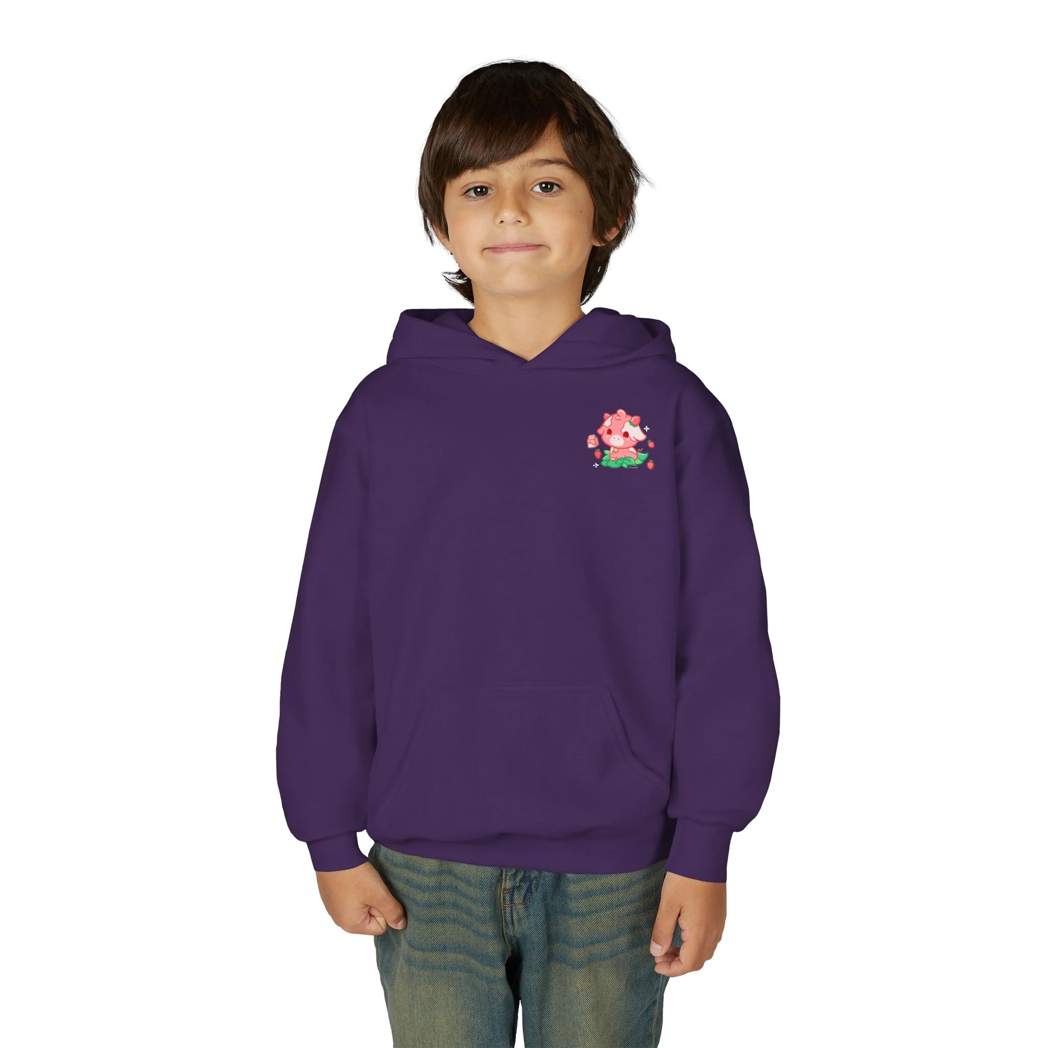 Strawberry Cow: Youth Heavy Blend Hooded Sweatshirt - Image 57