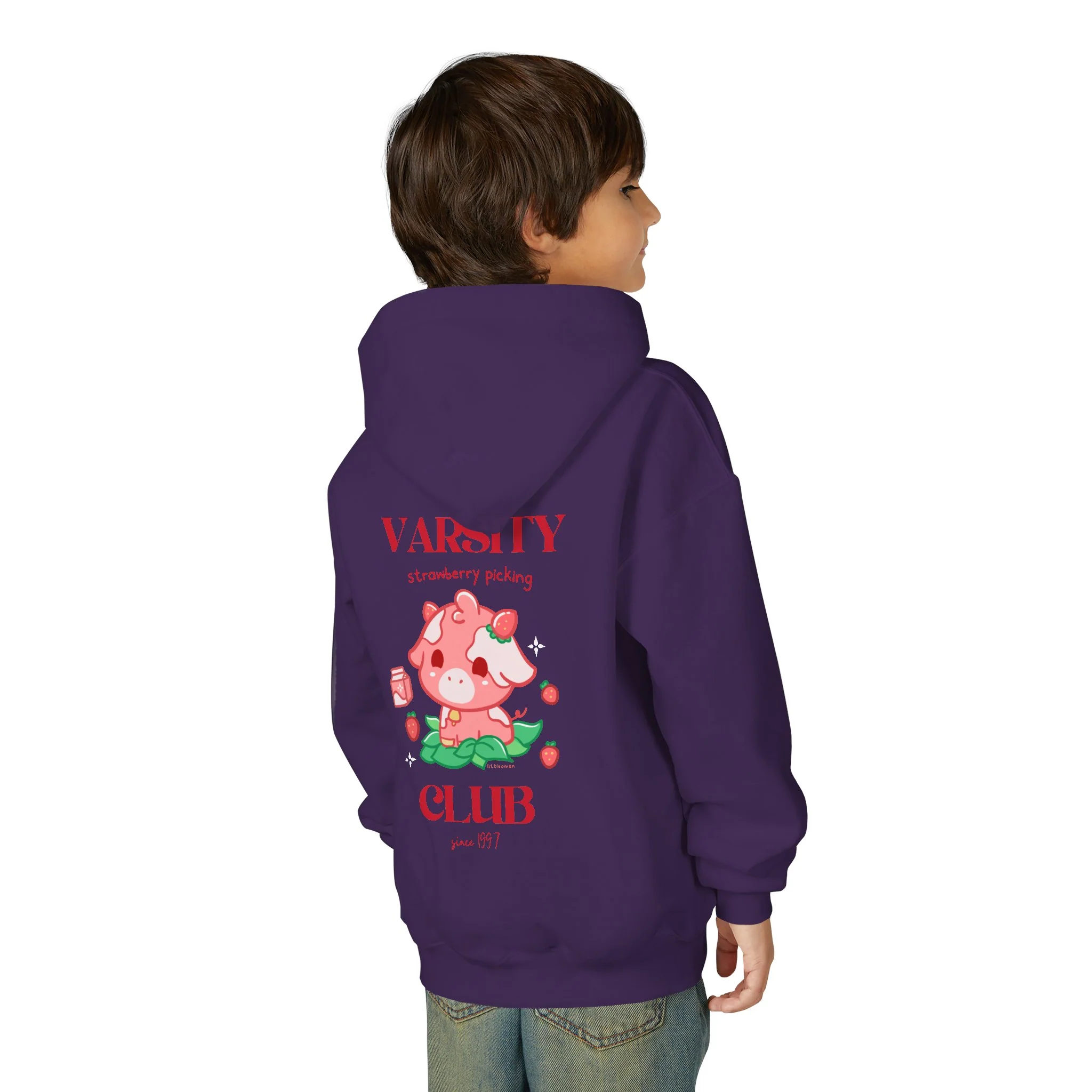 Strawberry Cow: Youth Heavy Blend Hooded Sweatshirt - Image 58