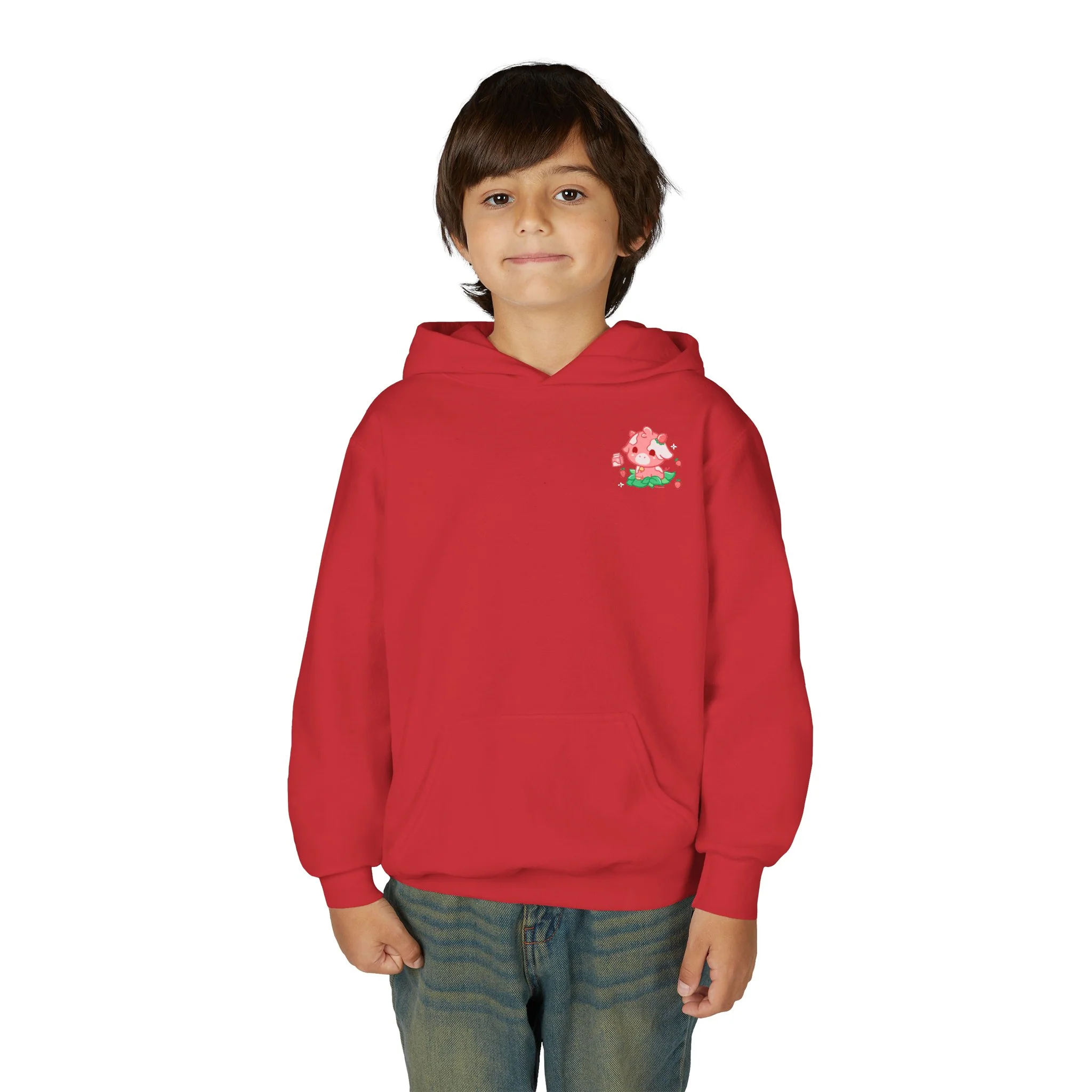 Strawberry Cow: Youth Heavy Blend Hooded Sweatshirt - Image 63